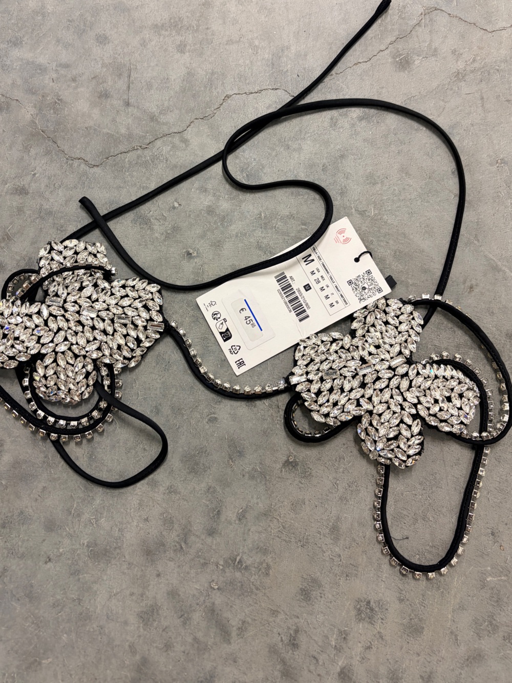 Zara Black Embellished Crystal Appliqué Bralette